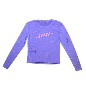 Firehouse purple neon splatter and stars long sleeve top girls size L NWOT